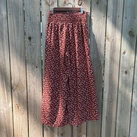 Sienna Sky Wide Legged Lined Size Large Floral Burnt Orange Women’s Trousers - Picture 3 of 6